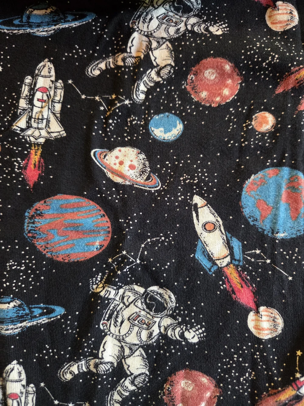 Kids Black Space Rocket Pajama Set